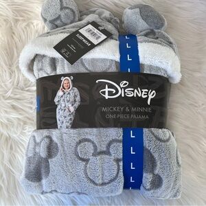 Disney Mickey and Minnie One Piece Pajama Grey Womens Size Large